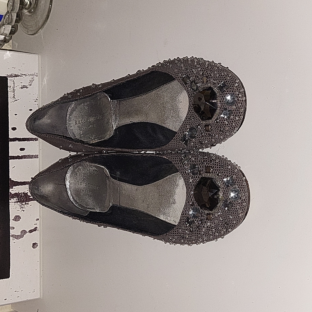 Kate Spade Pewter embellished flats, sz 7.5 - Picture 2 of 9